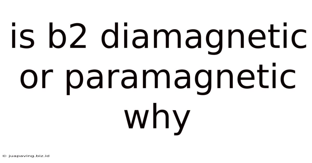 Is B2 Diamagnetic Or Paramagnetic Why