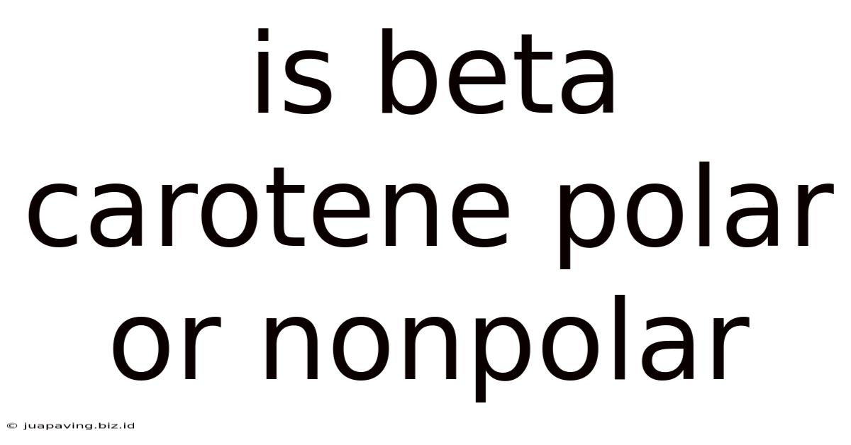 Is Beta Carotene Polar Or Nonpolar