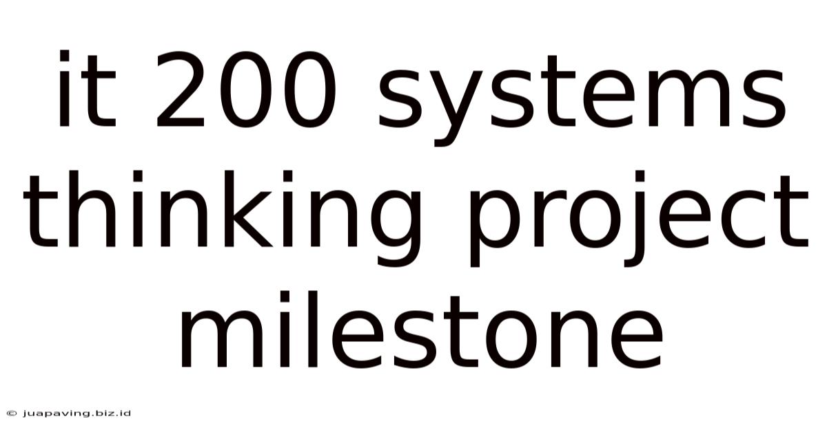 It 200 Systems Thinking Project Milestone