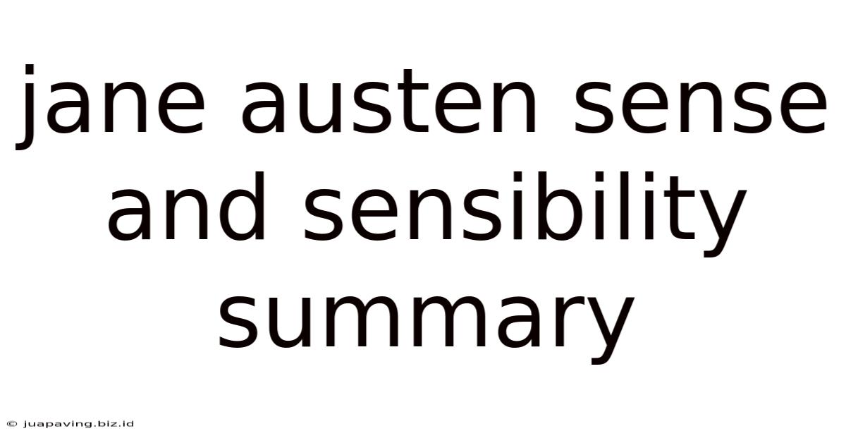 Jane Austen Sense And Sensibility Summary