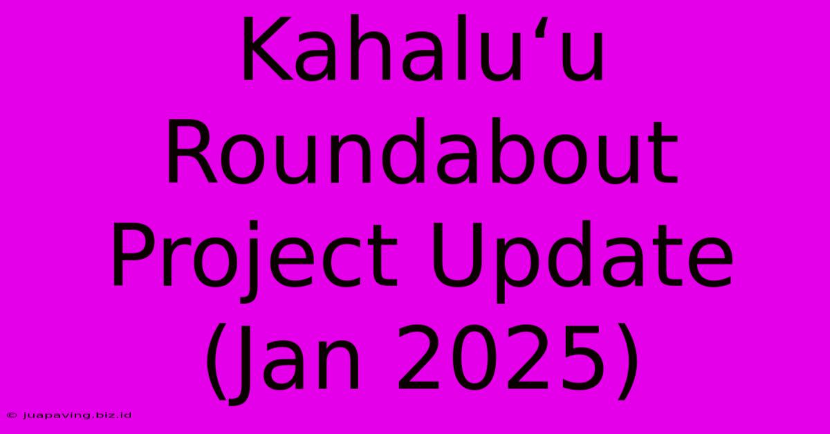 Kahaluʻu Roundabout Project Update (Jan 2025)