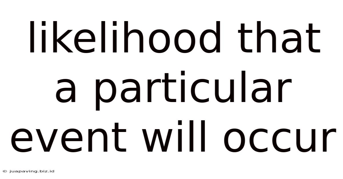 Likelihood That A Particular Event Will Occur