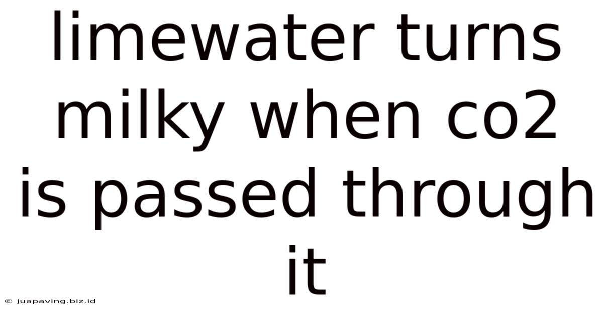 Limewater Turns Milky When Co2 Is Passed Through It