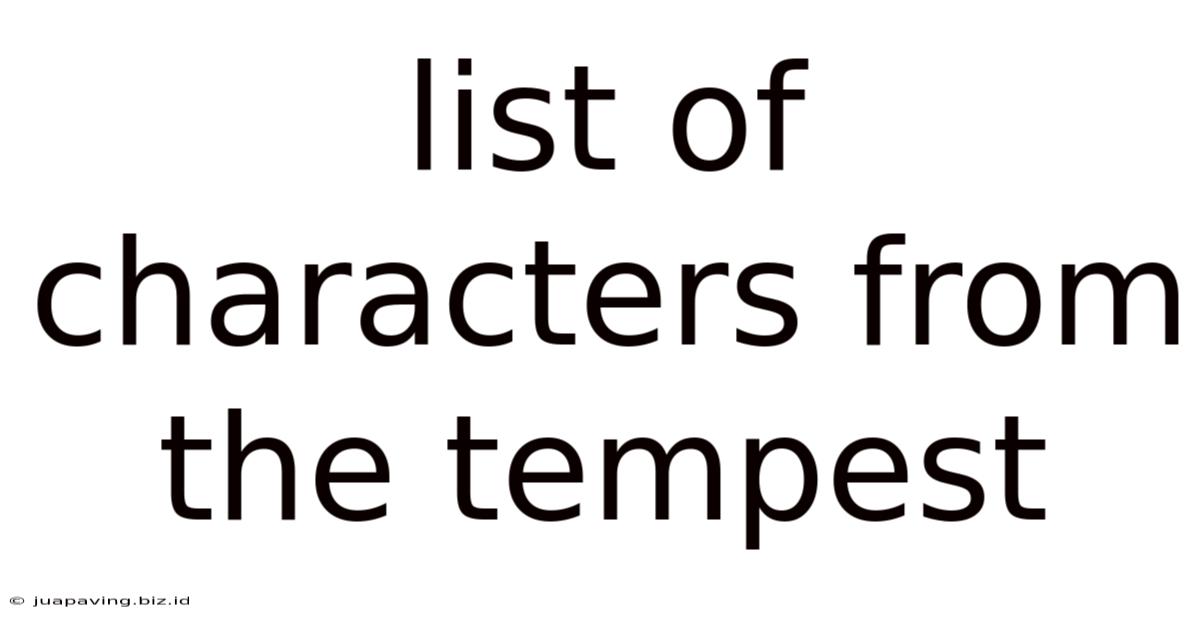 List Of Characters From The Tempest