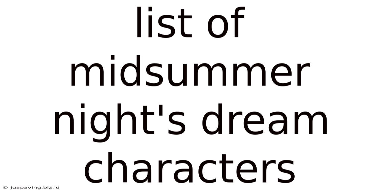 List Of Midsummer Night's Dream Characters