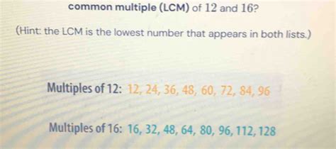 Lowest Common Multiple Of 12 And 16