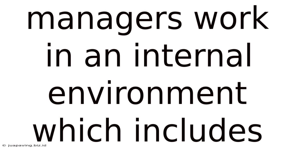 Managers Work In An Internal Environment Which Includes