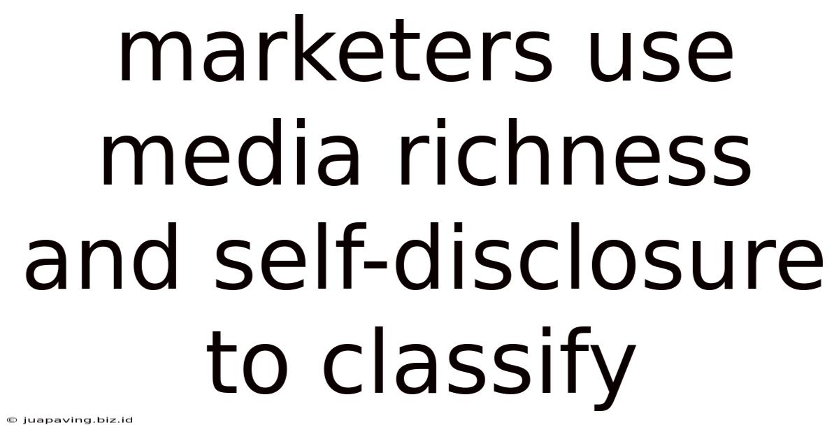 Marketers Use Media Richness And Self-disclosure To Classify