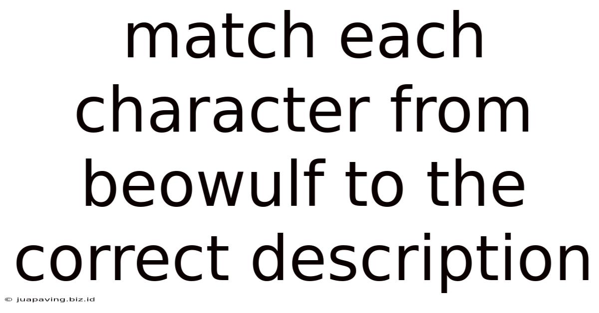 Match Each Character From Beowulf To The Correct Description