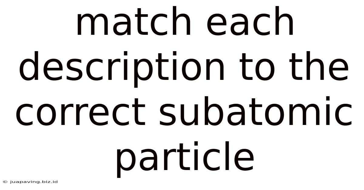 Match Each Description To The Correct Subatomic Particle