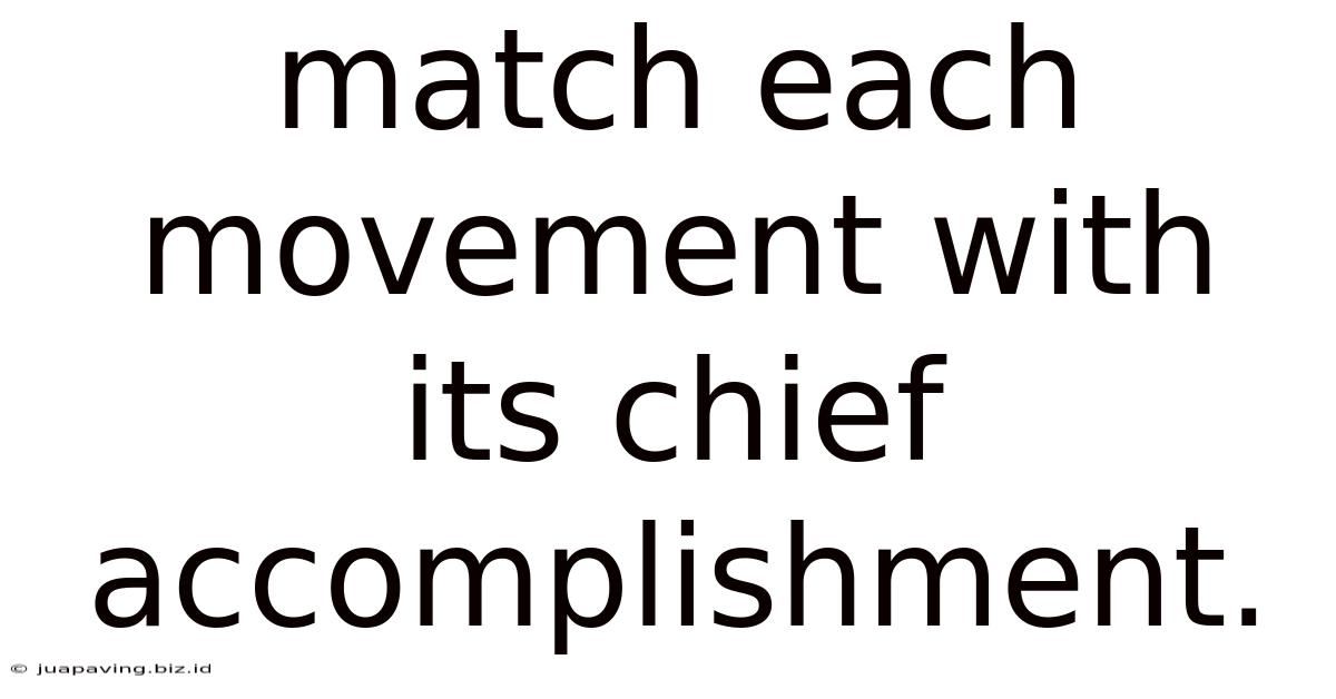 Match Each Movement With Its Chief Accomplishment.