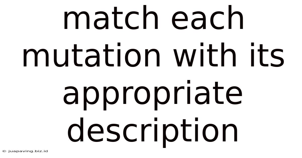 Match Each Mutation With Its Appropriate Description