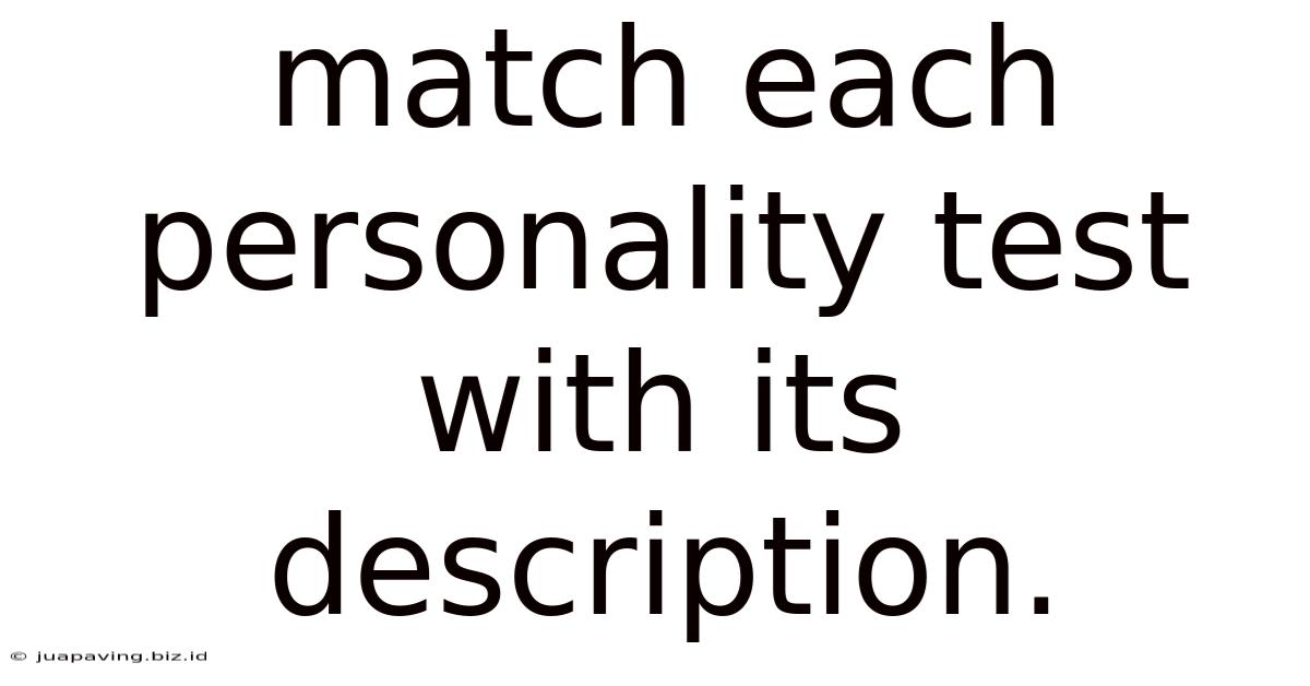 Match Each Personality Test With Its Description.