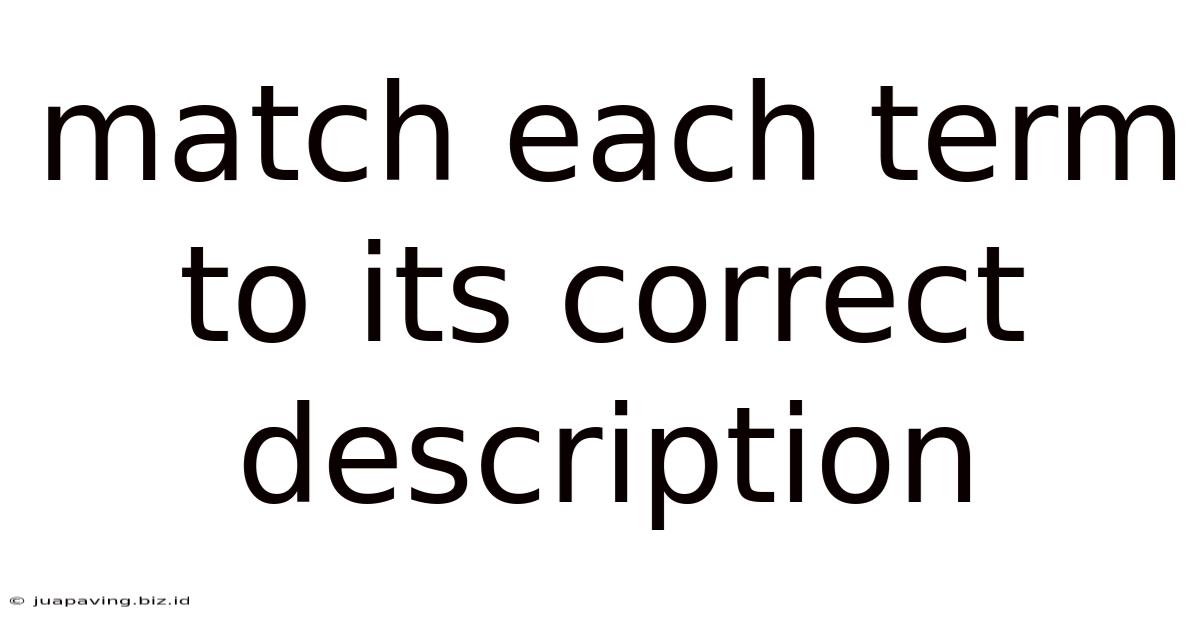 Match Each Term To Its Correct Description
