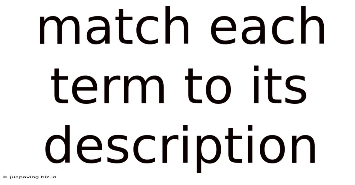 Match Each Term To Its Description