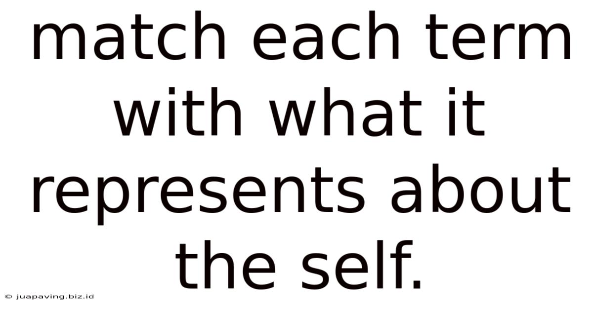 Match Each Term With What It Represents About The Self.