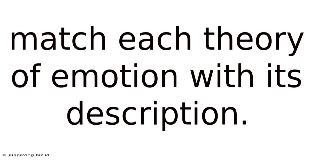 Match Each Theory Of Emotion With Its Description.
