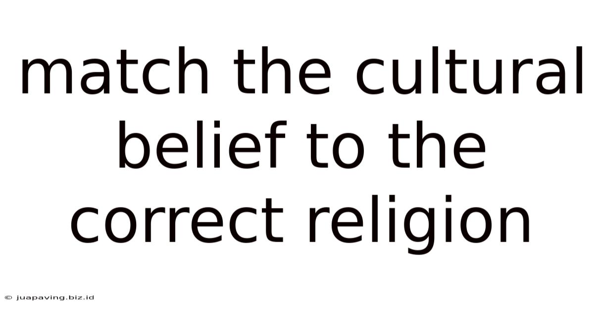 Match The Cultural Belief To The Correct Religion