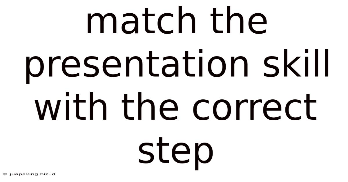 Match The Presentation Skill With The Correct Step