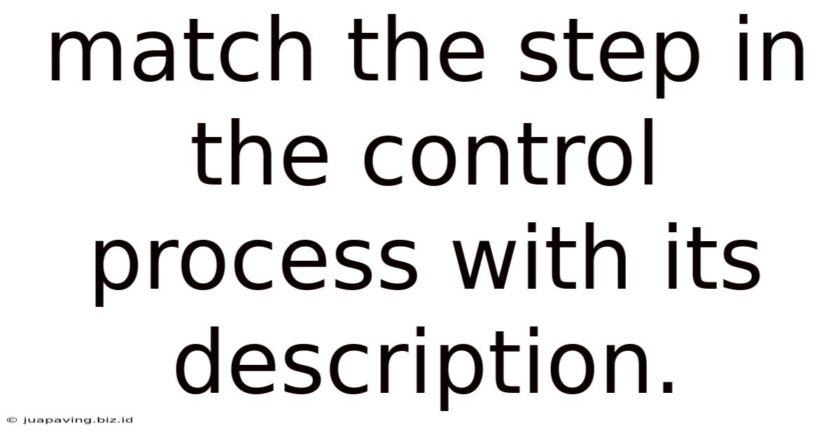 Match The Step In The Control Process With Its Description.