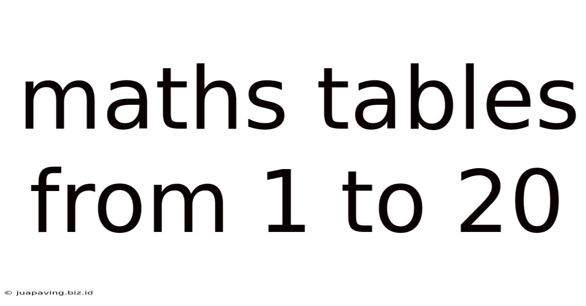 Maths Tables From 1 To 20