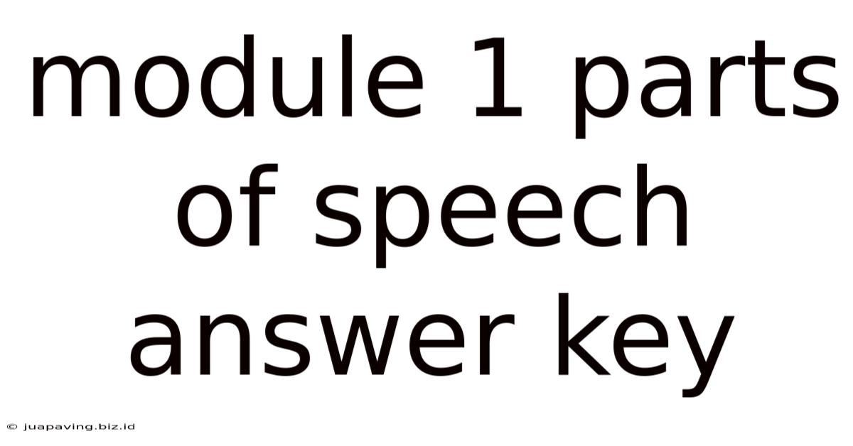 Module 1 Parts Of Speech Answer Key