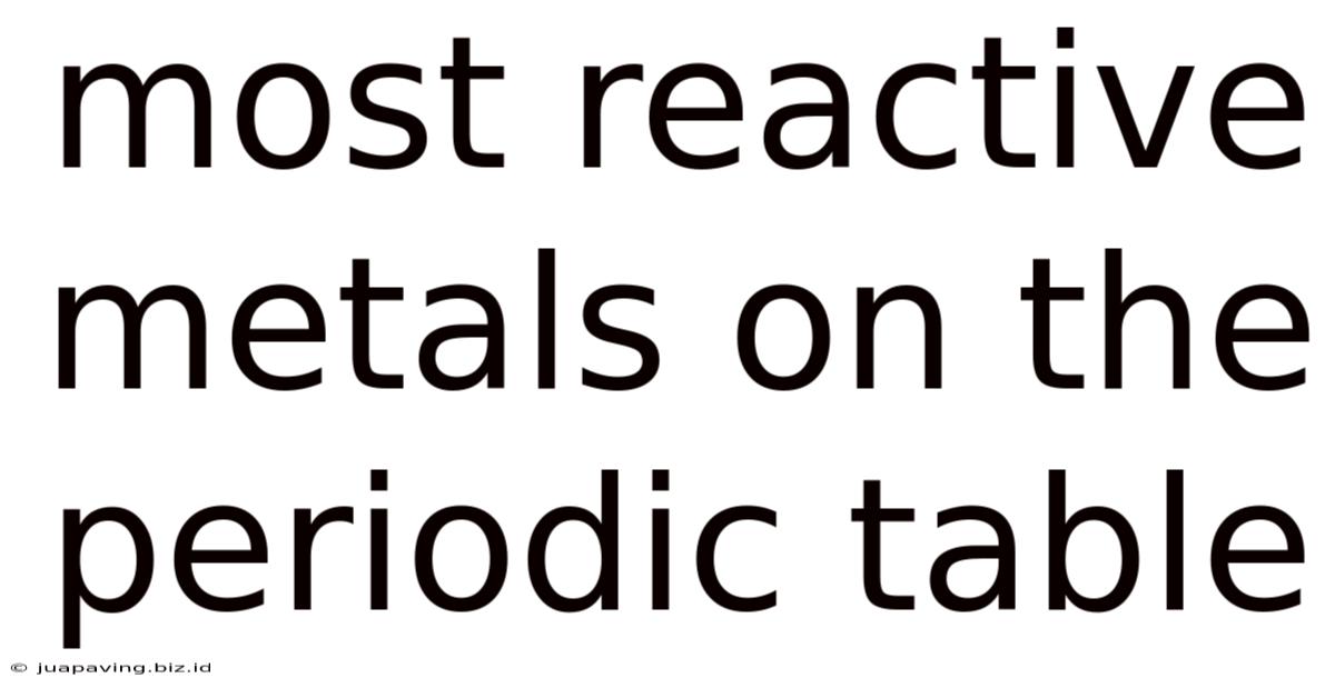 Most Reactive Metals On The Periodic Table