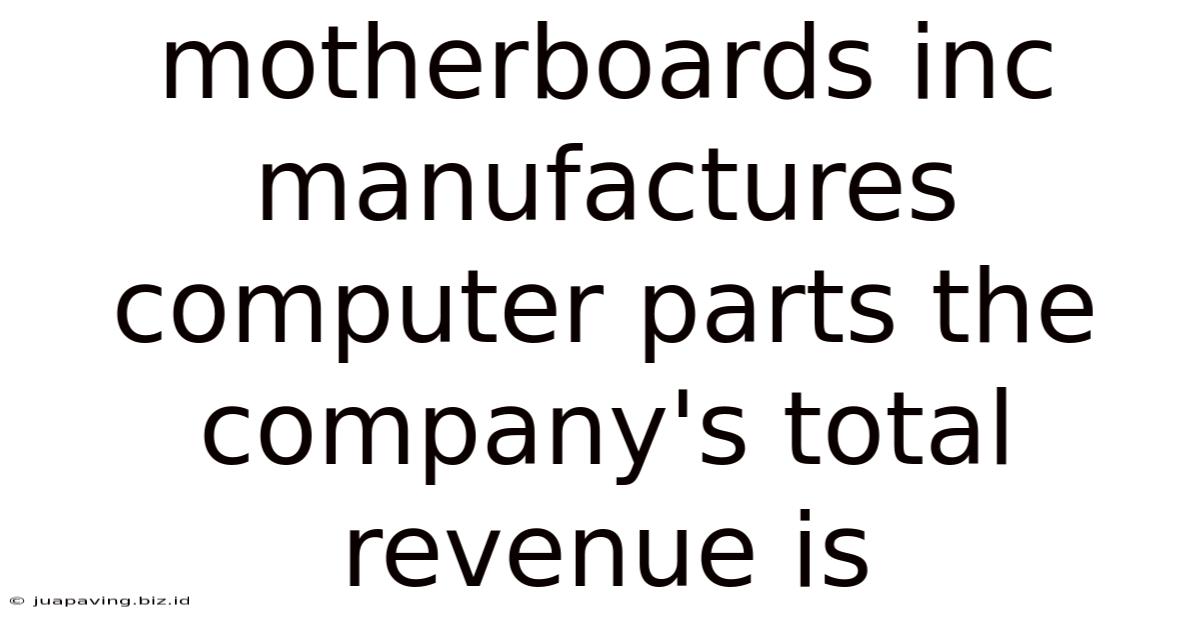 Motherboards Inc Manufactures Computer Parts The Company's Total Revenue Is