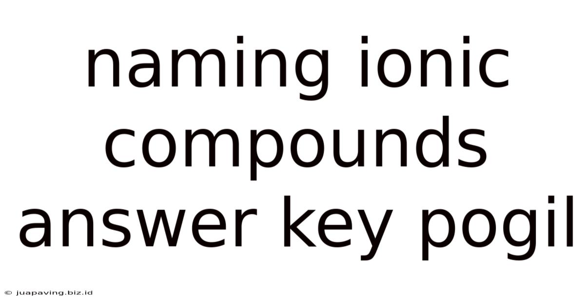 Naming Ionic Compounds Answer Key Pogil