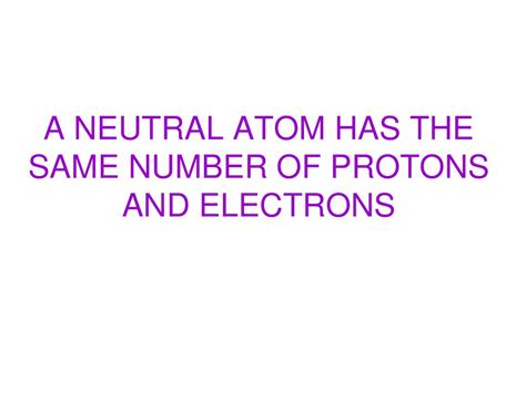 Neutral Atoms Have The Same Number Of