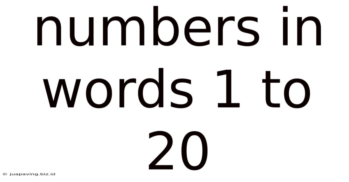 Numbers In Words 1 To 20