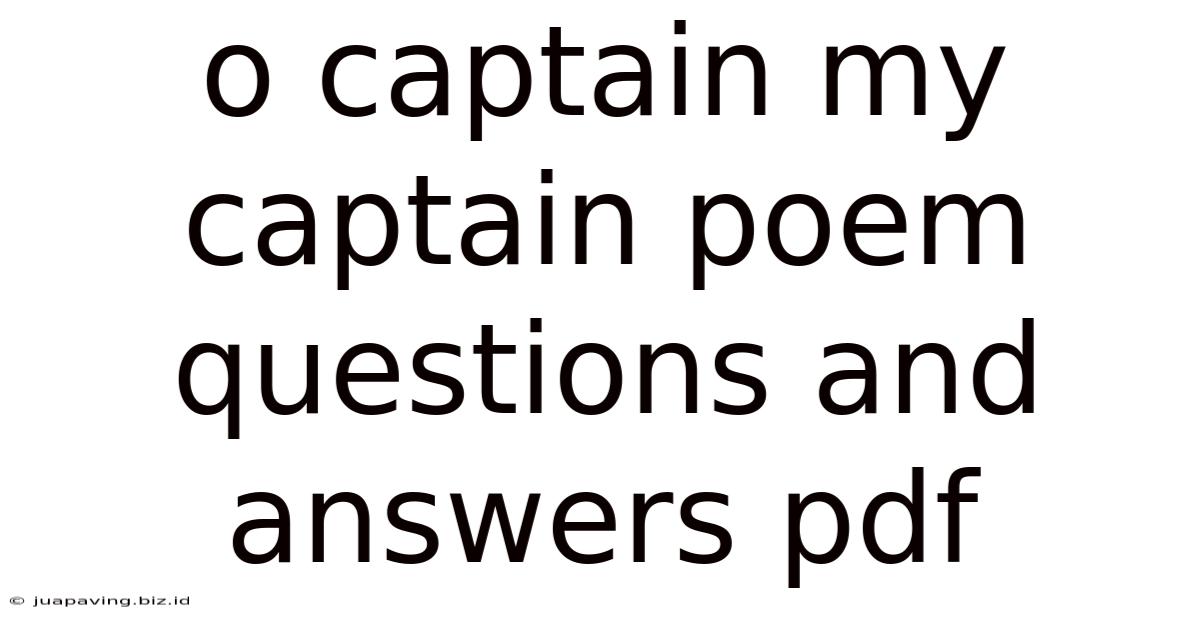 O Captain My Captain Poem Questions And Answers Pdf
