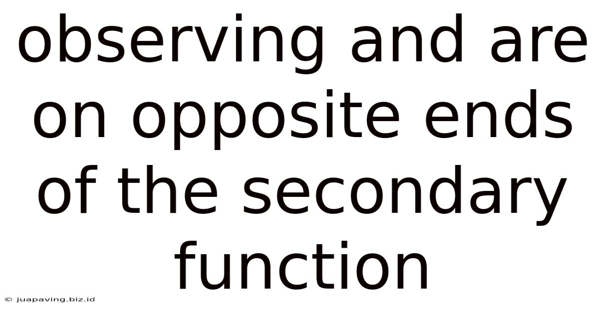 Observing And Are On Opposite Ends Of The Secondary Function
