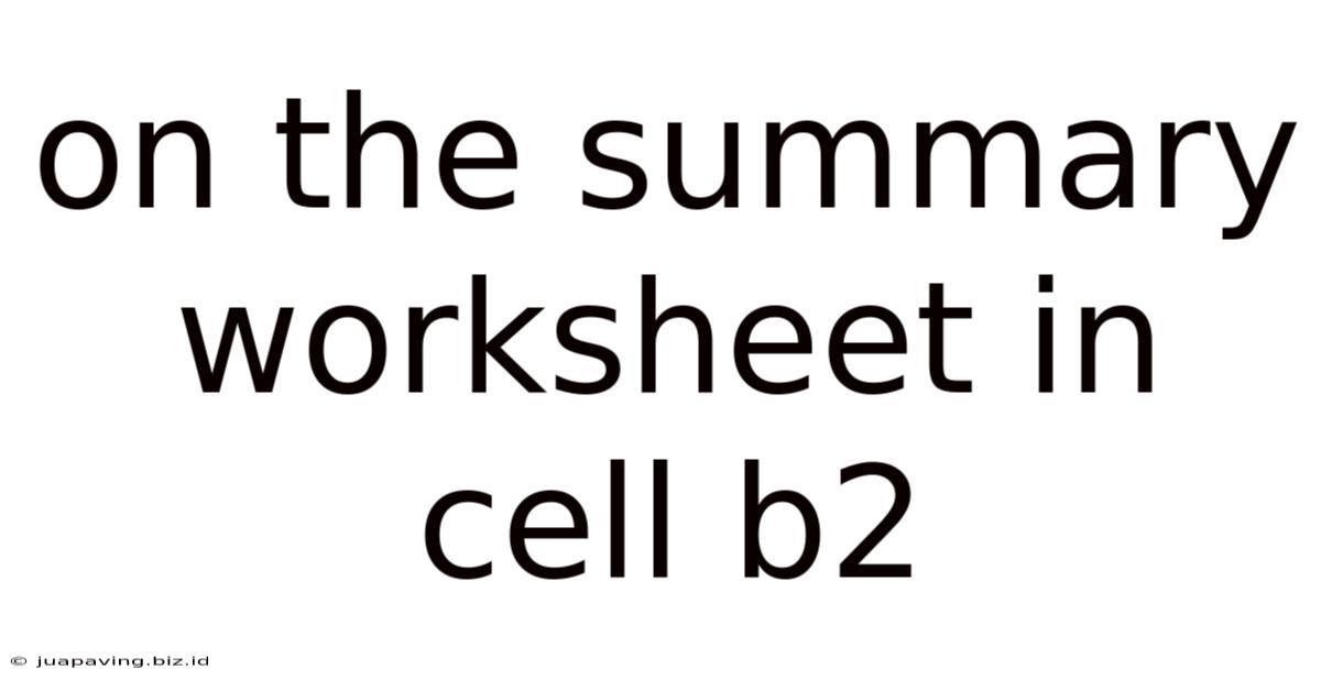 On The Summary Worksheet In Cell B2