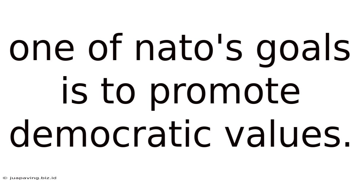 One Of Nato's Goals Is To Promote Democratic Values.