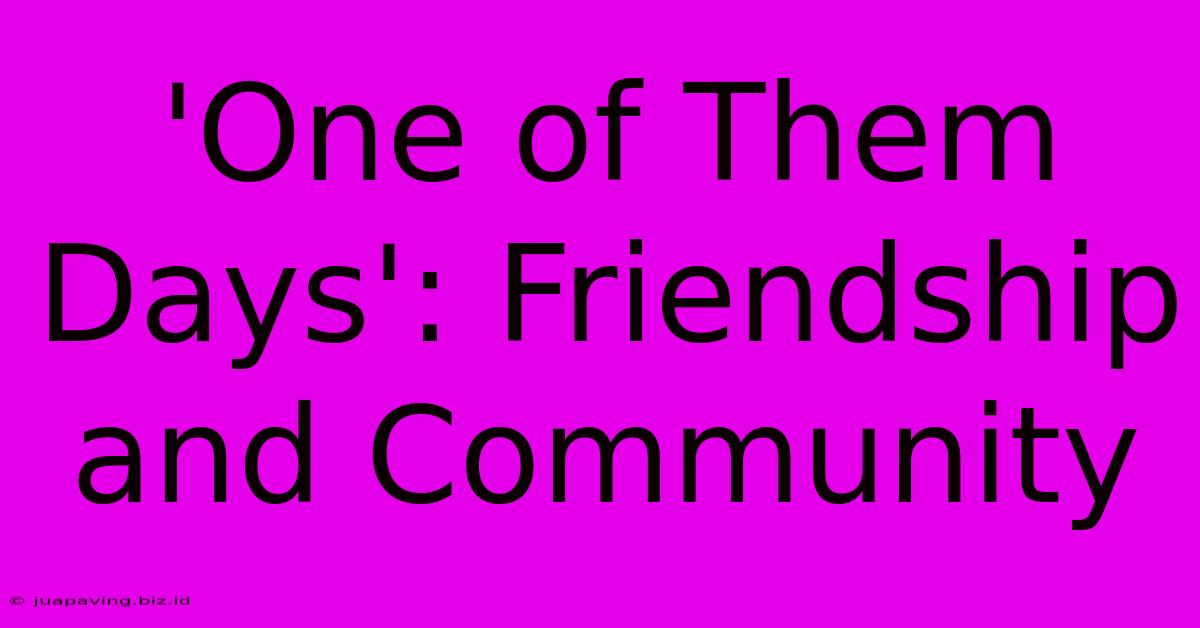 'One Of Them Days': Friendship And Community