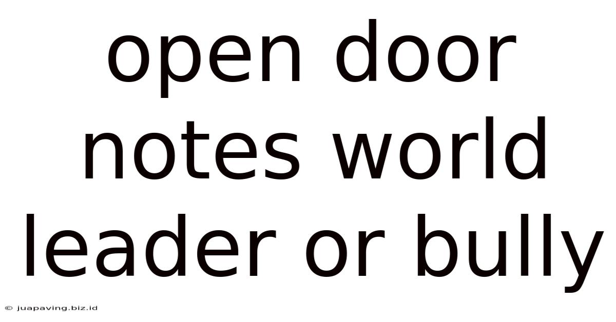Open Door Notes World Leader Or Bully