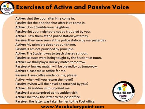 Passive Voice And Active Voice Exercises