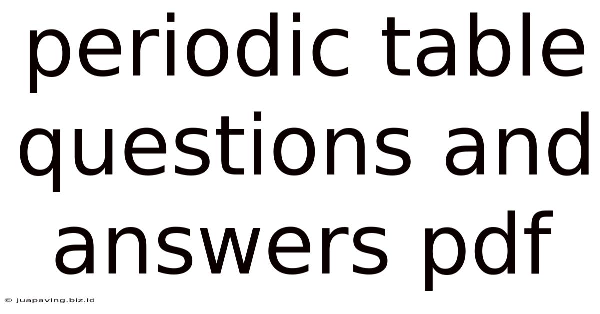 Periodic Table Questions And Answers Pdf