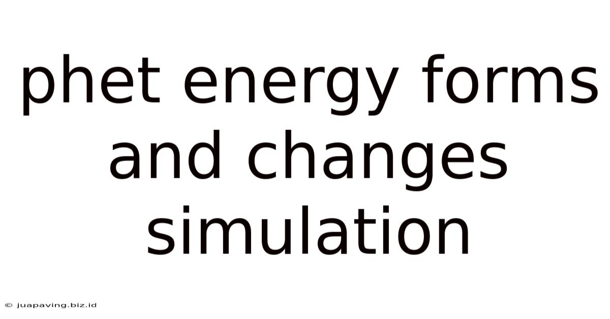 Phet Energy Forms And Changes Simulation