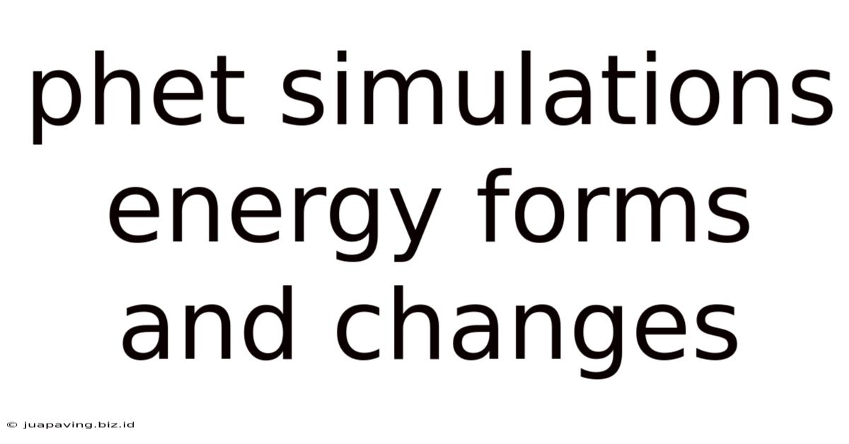 Phet Simulations Energy Forms And Changes