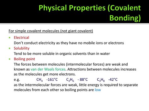 Physical Properties Of A Covalent Compound