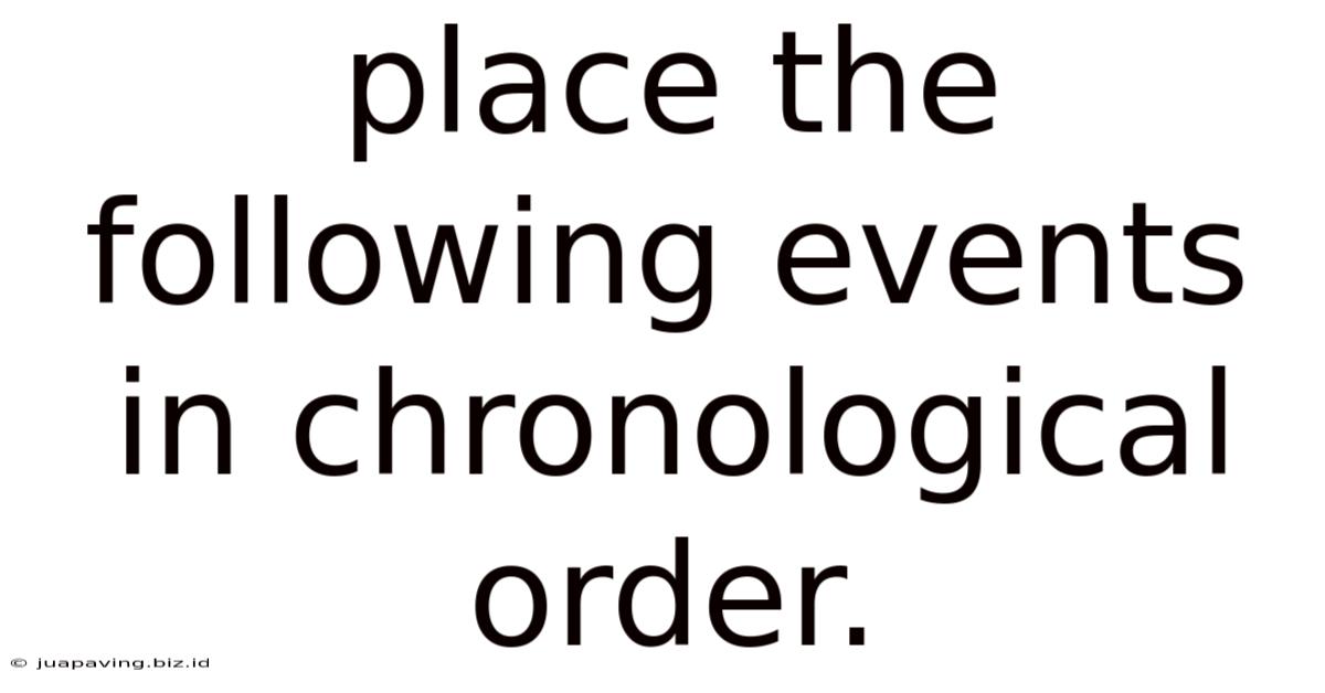 Place The Following Events In Chronological Order.