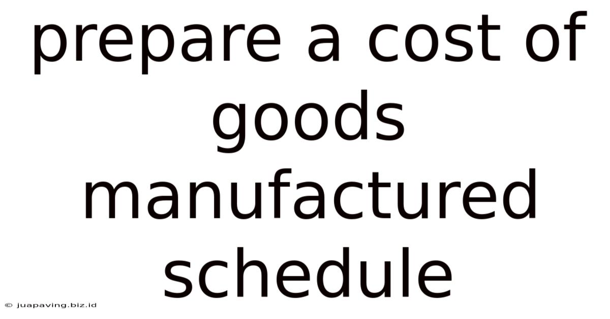 Prepare A Cost Of Goods Manufactured Schedule