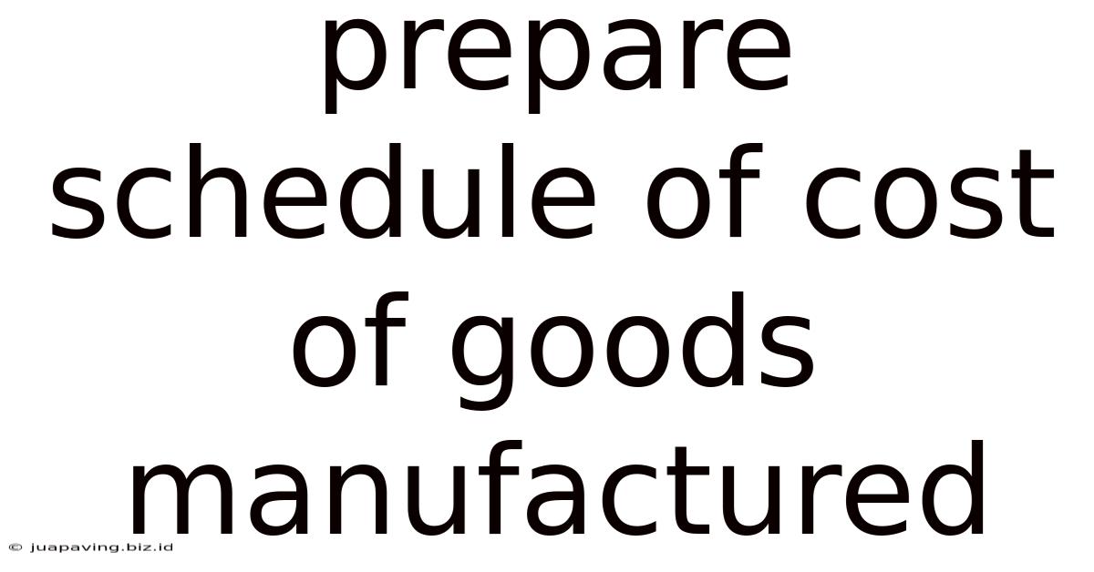 Prepare Schedule Of Cost Of Goods Manufactured