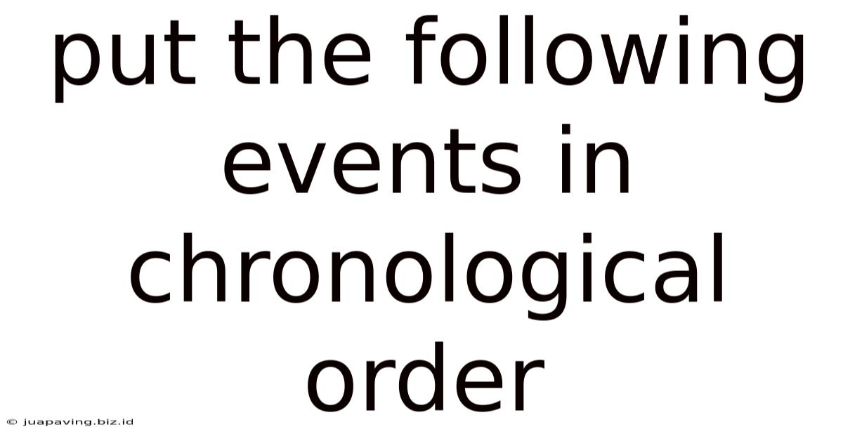 Put The Following Events In Chronological Order