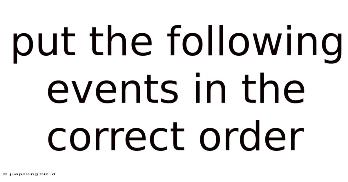 Put The Following Events In The Correct Order