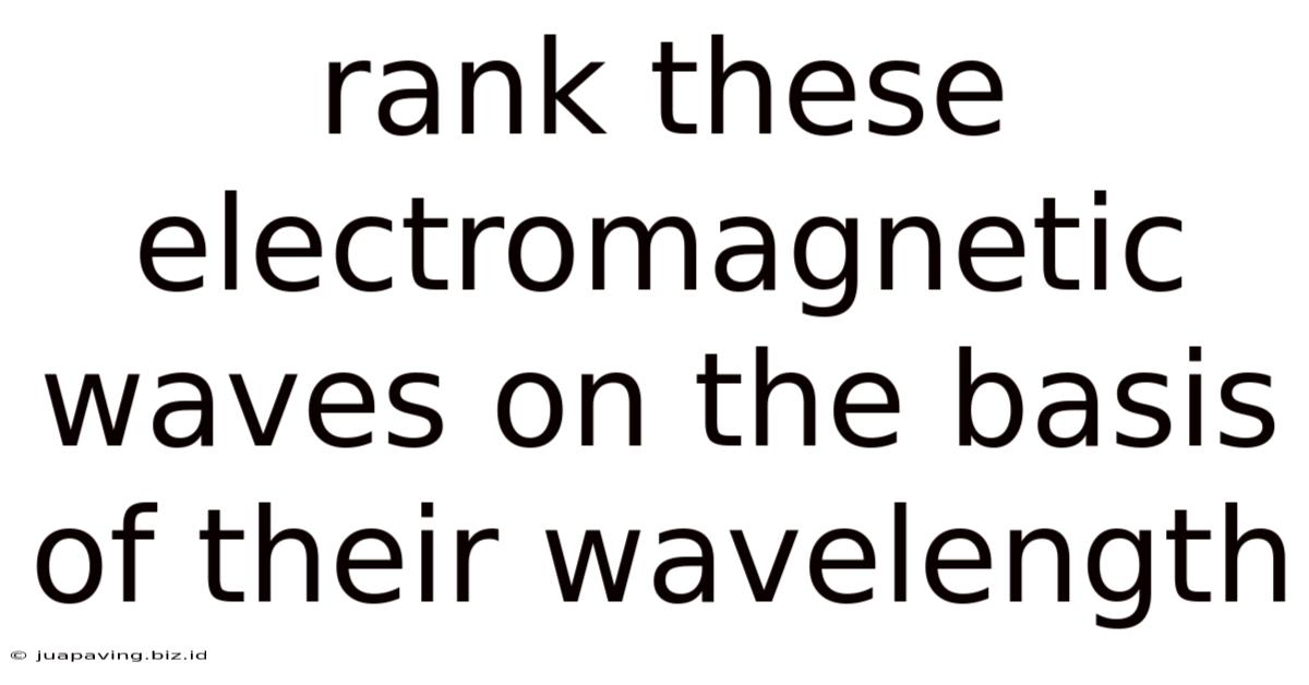 Rank These Electromagnetic Waves On The Basis Of Their Wavelength