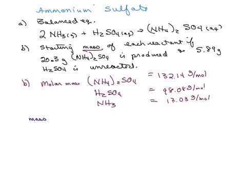 Reaction Of Ammonia With Sulphuric Acid