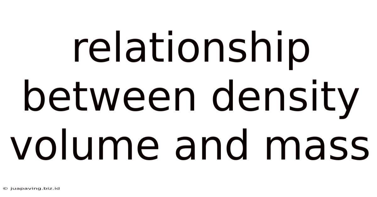 Relationship Between Density Volume And Mass